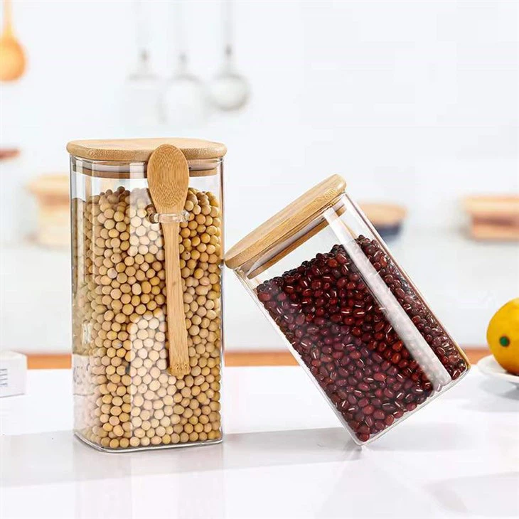 Square Glass Storage Jar in Multiple Sizes